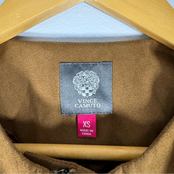 Vince Camuto Brown Faux Suede Cropped Zip Jacket Women's Size XS - Picture 4 of 10